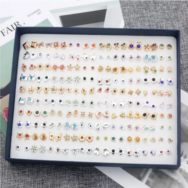 Wholesale 100Pairs Mixed Color Crystal Rhinestone Earring Studs Jewelry 2