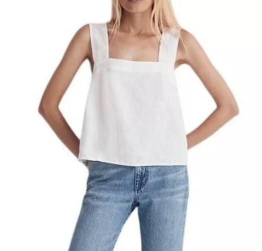 MADEWELL Women's Size 6 White Linen Crossback Sleeveless Top NWT Irene top