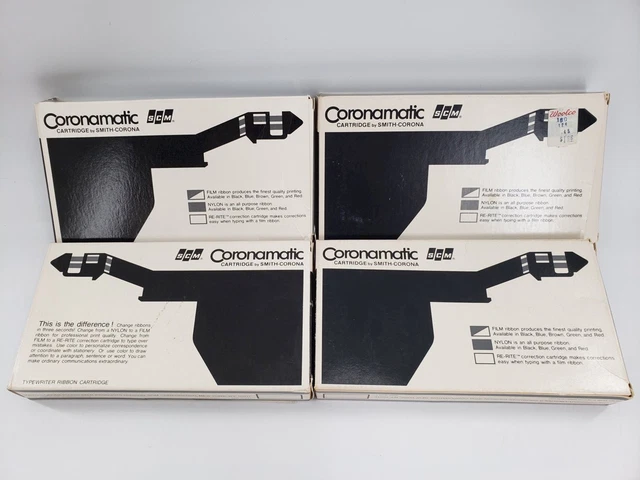 Set of 4 Coronamatic Typewriter Red and Black Cartridges