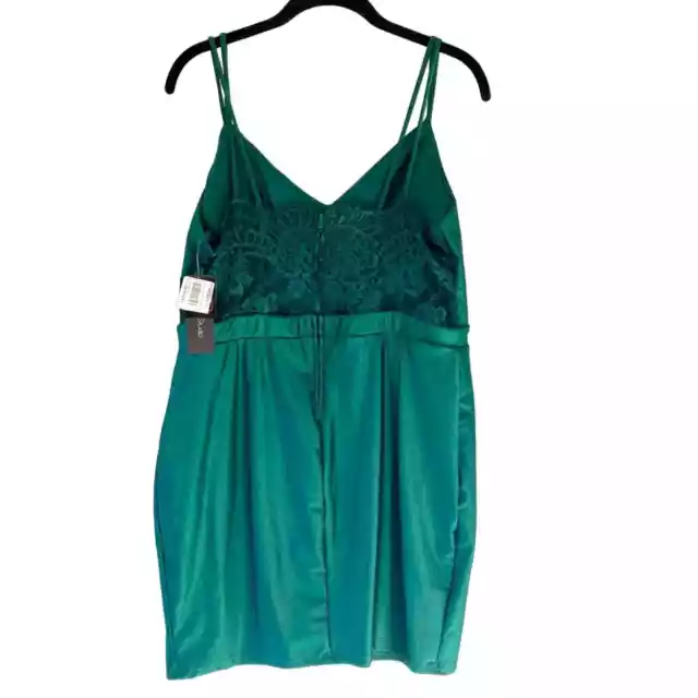 NEW CITY STUDIO Satin Bodycon Lace Back Dress Emerald Green Size 15 $7. ...
