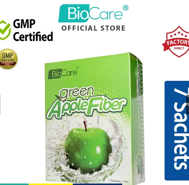 Biocare Green Apple Fiber - Detox (7's x 12g) Envío rápido DHL Express