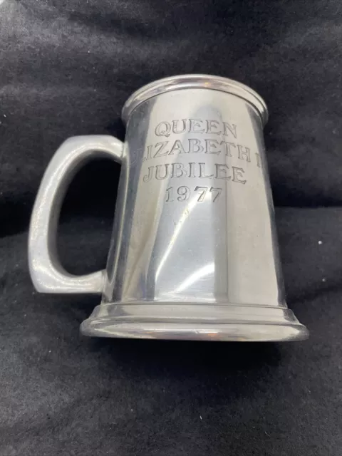 RARE vintage antique Collectible Queen Elizabeth Jubilee 1977 pewter tea cup mug