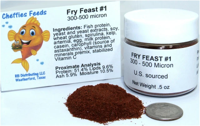 Fry Feast ALL NATURAL Protein Spirulina for baby tropical fish betta guppy food