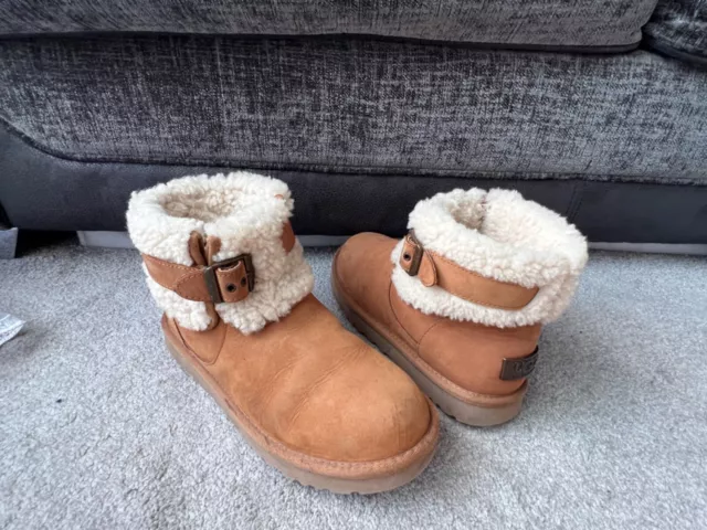 UGG JOCELIN CHESTNUT leather nubuck boots UK Size 5.5 EUR Size 38 39.99 PicClick UK