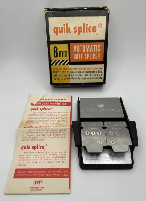 Vintage HP Hudson Photographic Quick Quik Splice Automatic Butt Splicer 8mm Film