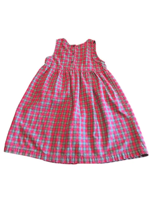 Vintage OshKosh B’gosh pink purple plaid checkered sleeveless dress cherries 6x