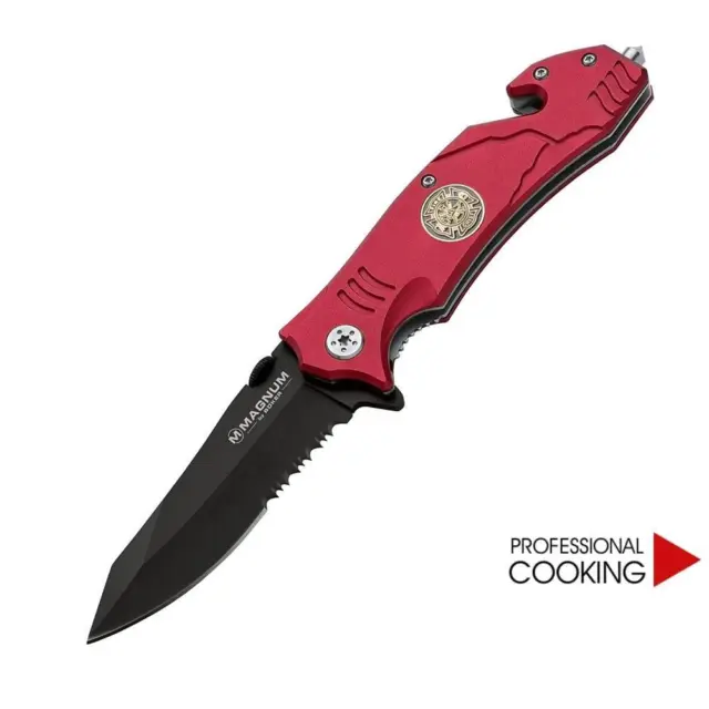 Boker coltello tascabile richiudibile Army Rescue lama bivalente rosso