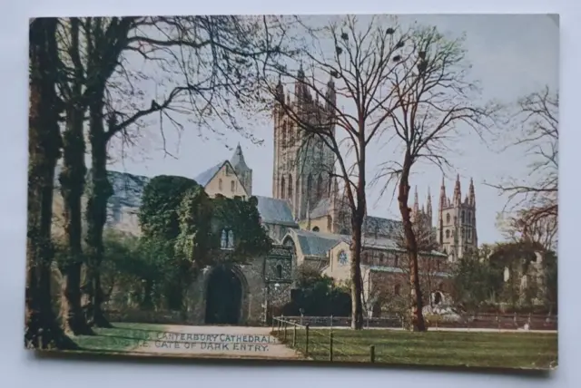 Photochrom Celesque Postcard - Canterbury Cathedral. Gate of Dark Entry  (b)