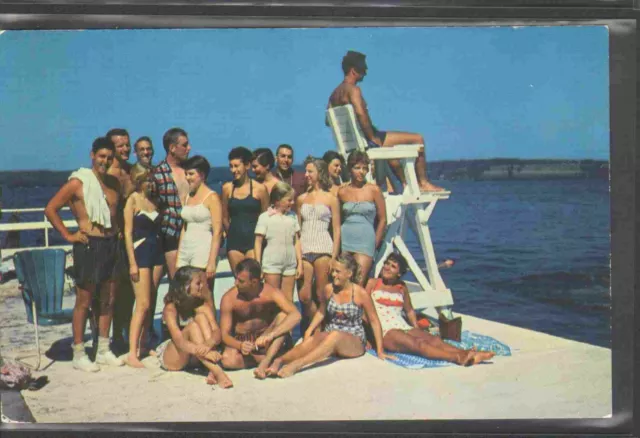 Unused Postcard College Club Beach Chautauqua New York NY