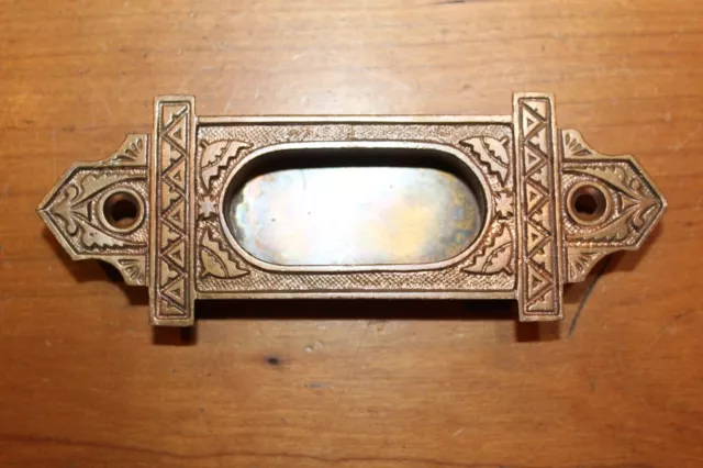 Antique Victorian Ornate Cast Bronze Recessed Window Sash Lift L-133