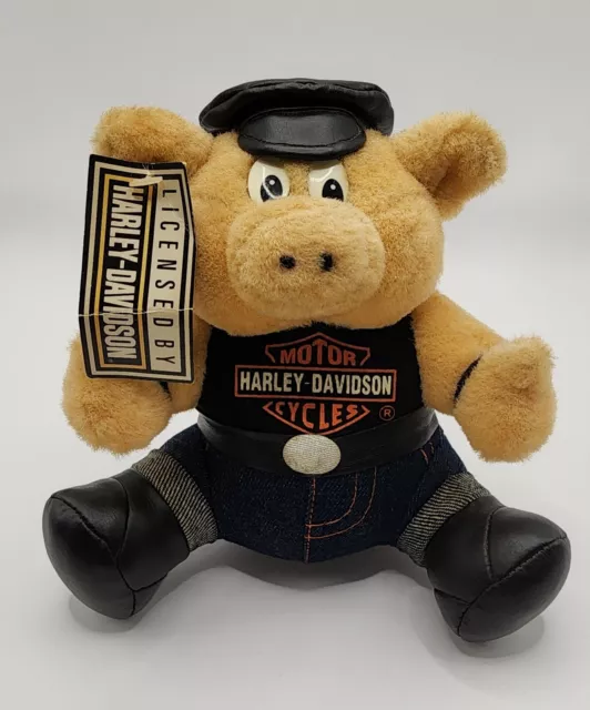 Harley Davidson Motorcycles Plush Pig Biker Vintage 1993 With Tags Stuffed 7"