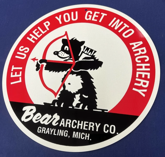 Bear Archery 12" Metal Tin Aluminum Sign Bow Arrow