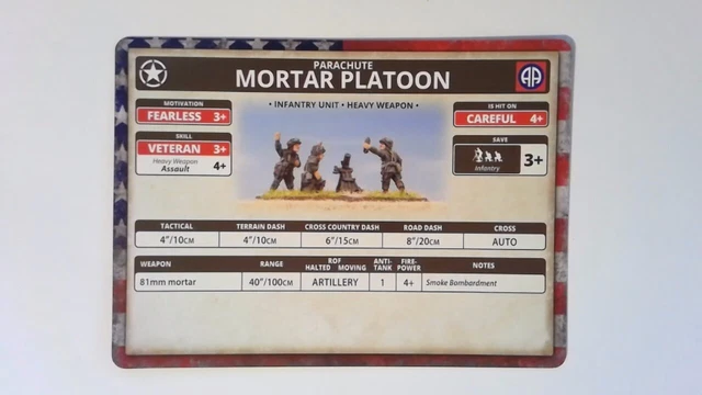 Flames Of War Replacement Card - Parachute Mortar Platoon u303