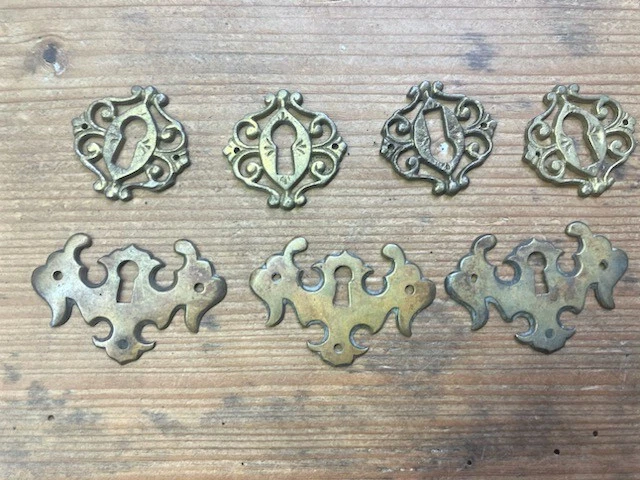 Lot Of 7 Vintage Fancy Escutcheons Antique  Key Hole Cover Plates Escutcheon