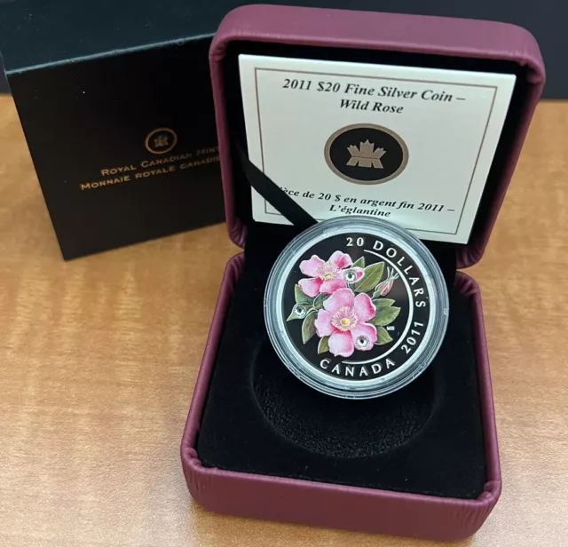 2011 Canada $20 Fine Silver Coin - Wild Rose