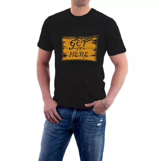 Blackadder T-shirt GET IT HERE sign CASH Baldrick Tribute Tee Sillytees