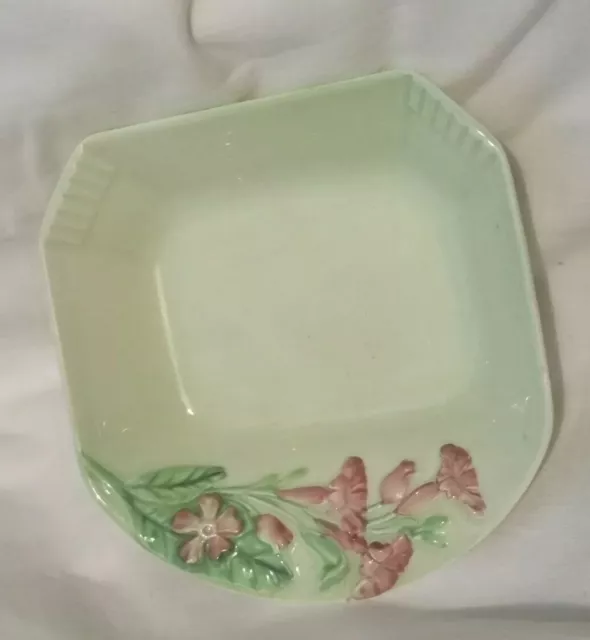 Vintage Australian Design Carlton Ware Green Rare shape Square Crumb / Pin Dish