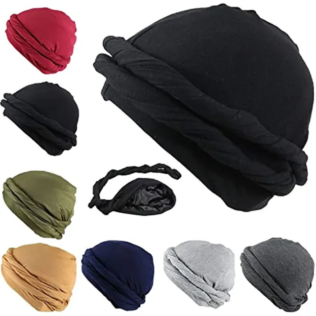 Halo Turban Durag for Men Satin Silk Lined Elastic Turban Head Wrap Head Scarf