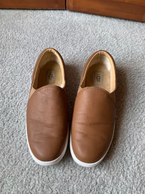 Ugg Women's Brown Kitlyn Leather Slip On Shoes, size 9