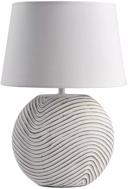 BRUBAKER Lampes de Table Céramique 38 cm Blanc Gris Abat-jour Blanc