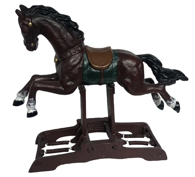 CAST IRON ROCKING Horse Springs Brown 8" Heavy Vintage Primitive