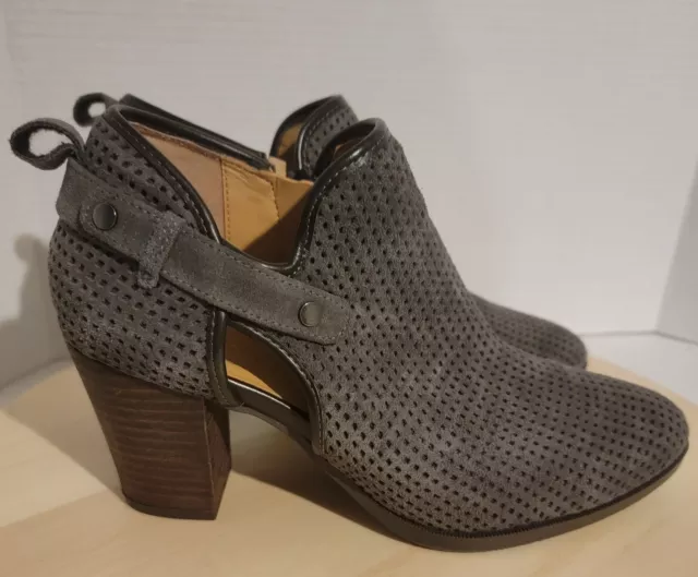 Franco Sarto Size 9.5M Women’s Dakota Gray Suede Perforated Ankle Boots