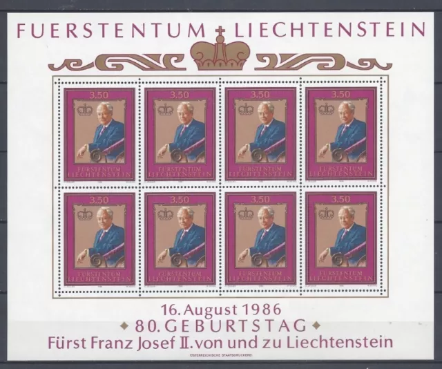 Liechtenstein - 1986 MiNr. 903 Kleinbogen postfrisch "80. Geb. Franz Josef II"