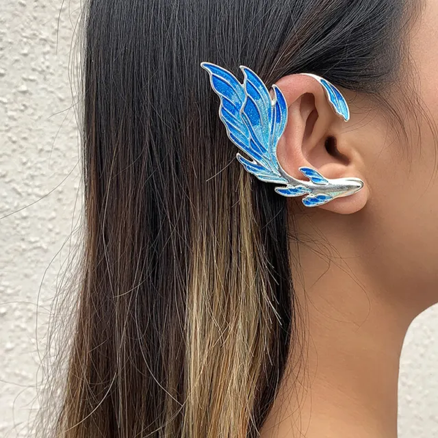 Punk Creative Gradient Blue Fish Ear Cuff Clip Earrings for Women Fash BH