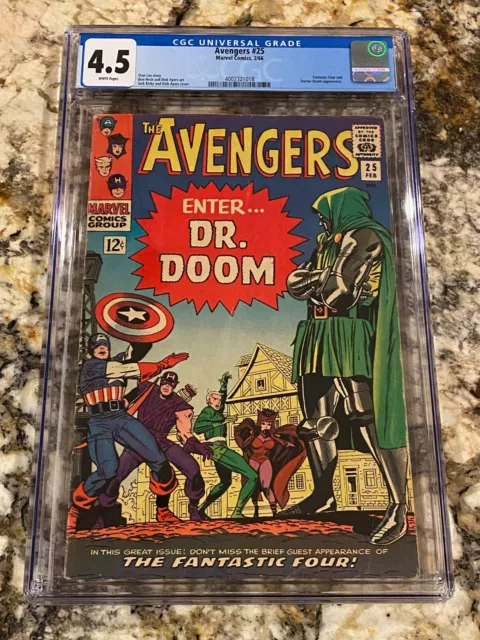 Avengers #25 Cgc 4.5 Rare White Pgs Iconic Doctor Doom Cover Fantastic Four App