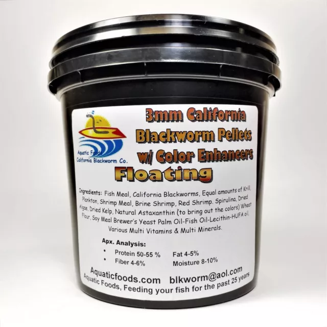 3 mm California Blackworm Floating Pellets with Color Enhancers & Vitamins