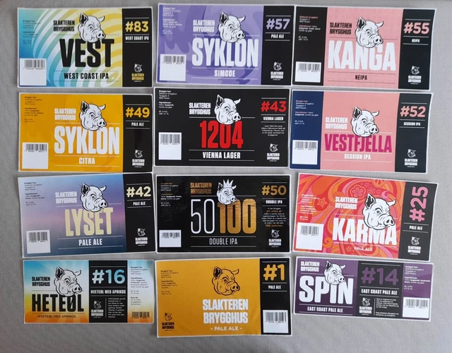 NORWAY / Micro Brew SLAKTERN Bryg 12 x beer labels NEW BREWERY