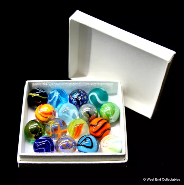 Glass Marbles by Vacor De Mexico Collectors Box Set of 16 x 16mm Mega Marbles