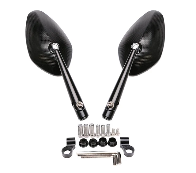 Rétroviseurs Moto Embouts Guidon 22mm - Aluminium CNC Noir, Miroir Teinté Bleu - Pour Café Racer, Scrambler