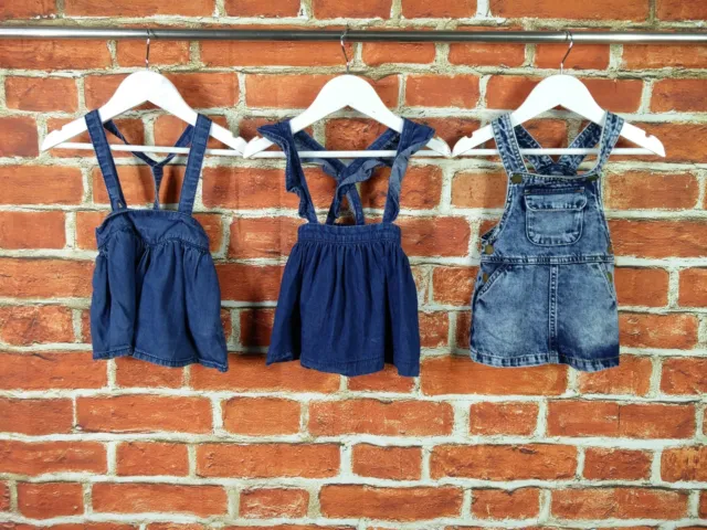 Baby Girls Bundle Age 6-9 Months 100% Next Pinafore Dress Set Denim Navy 74Cm