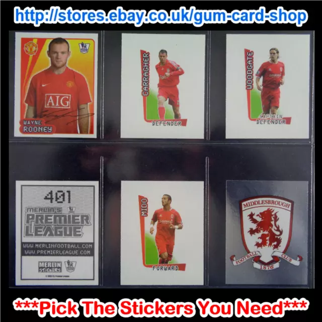 Merlin’s Premier League 2007-2008 (400 to 499) *Please Select Stickers*