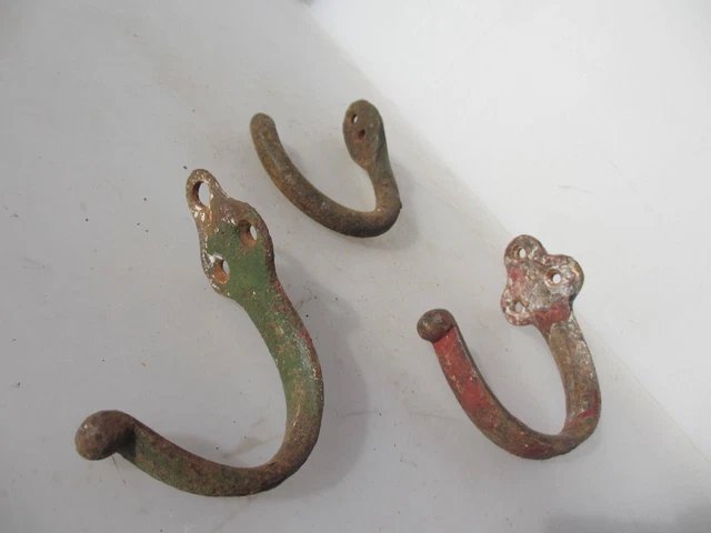 Large Antique Iron Coat Hooks Hat Hangers Old Deco Antique Vintage Industrial