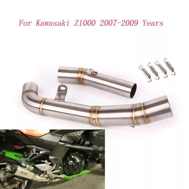 For Kawasaki Z1000 2007-2009 Exhaust Pipe Mid Connect Tube Slip-on 51mm Mufflers