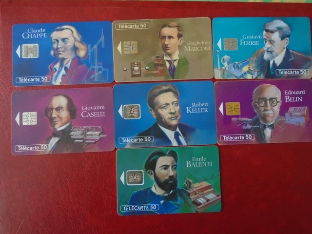 Lot De 8 Télécartes – Les Grandes Figures Des Télécommunications – France Années 1990 – Collection