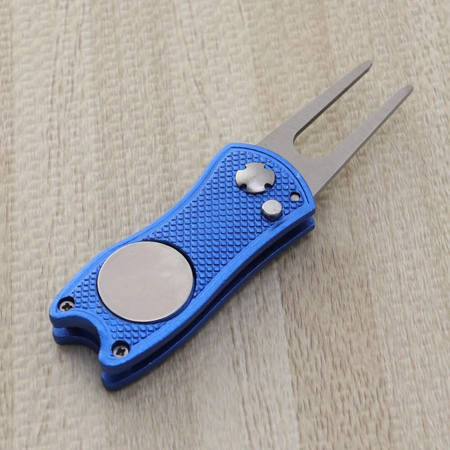 Outil de réparation de divot de golf pliable en acier inoxydable marqueur de