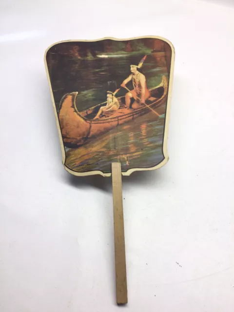 Vintage Haines The Shoe Wizard Indian Princess In Canoe Advertising Fan