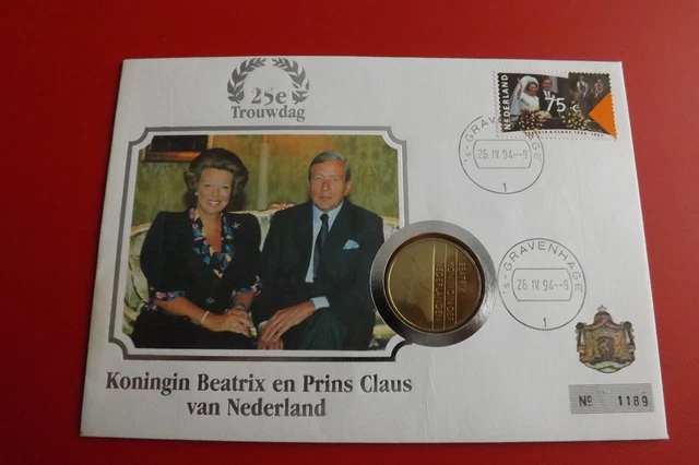 * Numisbrief Niederlande 1994 mit 2 1/2 Gulden Münze * (ALB12)