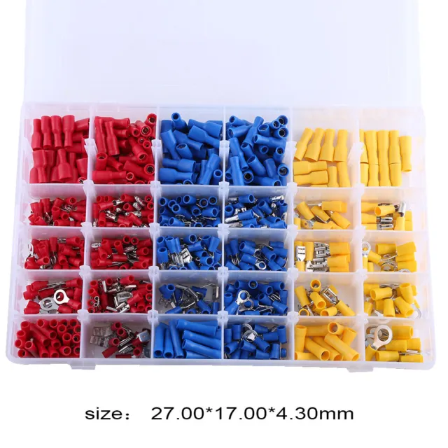 720× Assorted Insulated Electrical Wire Terminal Crimp Spade Connector Kit & Box 2
