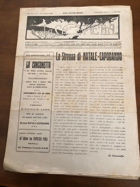 La canzonetta n 11 1920 con 3 vecchi spartiti Gelusia 'e mamma! / Comm''e gatte
