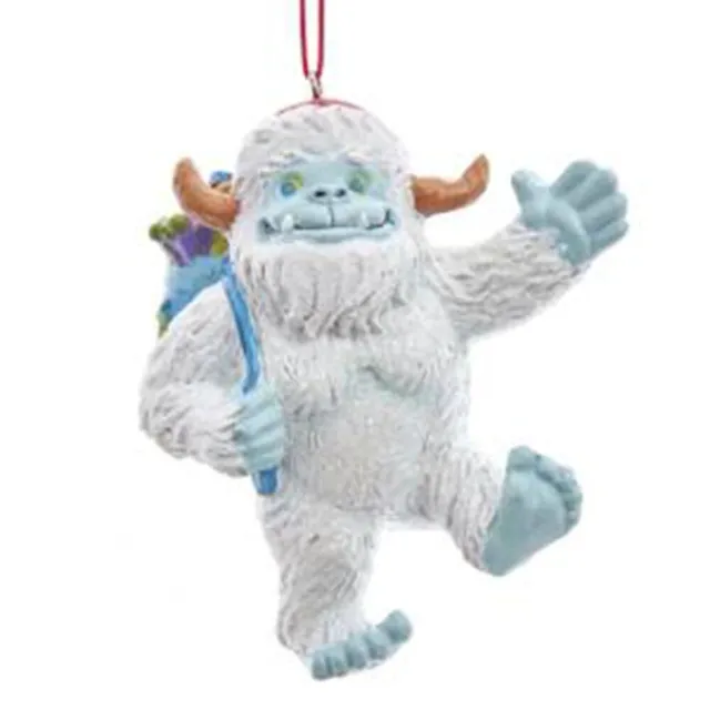 Yeti With Santa Gift Bag Ornament Hanging Tree Christmas X-Mas Holiday Big Foot