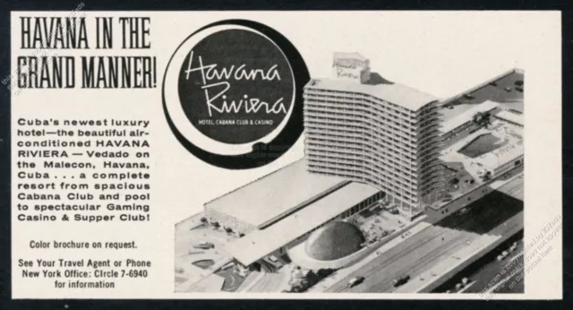 1958 Havana Riviera hotel Cuba photo vintage print ad