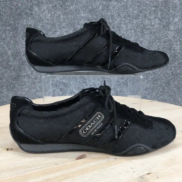 COACH SHOES WOMENS 7 B Francesca Sneakers Lace Up Flat A5012 Black