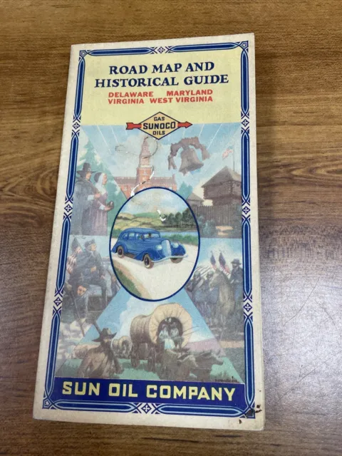 Sun Sunoco Oil Co. Road Map Delaware Maryland Virginia West Va.