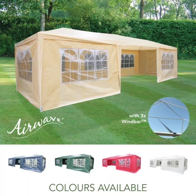 Airwave 3m x 9m Party Tent Marquee with 3 FREE Windbars Water Resistant, 8 Sides