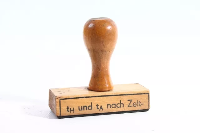 alter Stempel Holzstempel mit Motiv tH und tA nach Zeitnormativ Nr.
