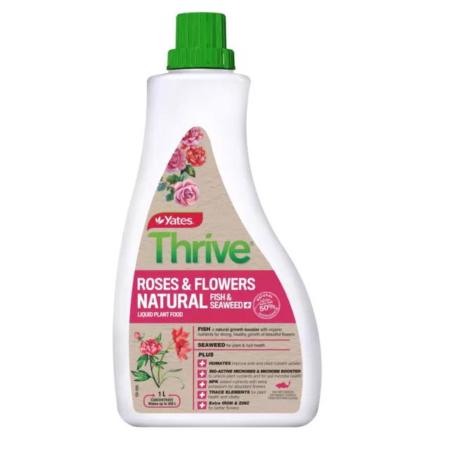 Yates THRIVE ROSE & FLOWER Liquid Fertiliser Complete Plant Food, 1L *Aust Made